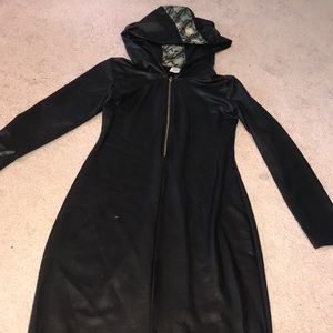 Black Pleather Dress with Hood